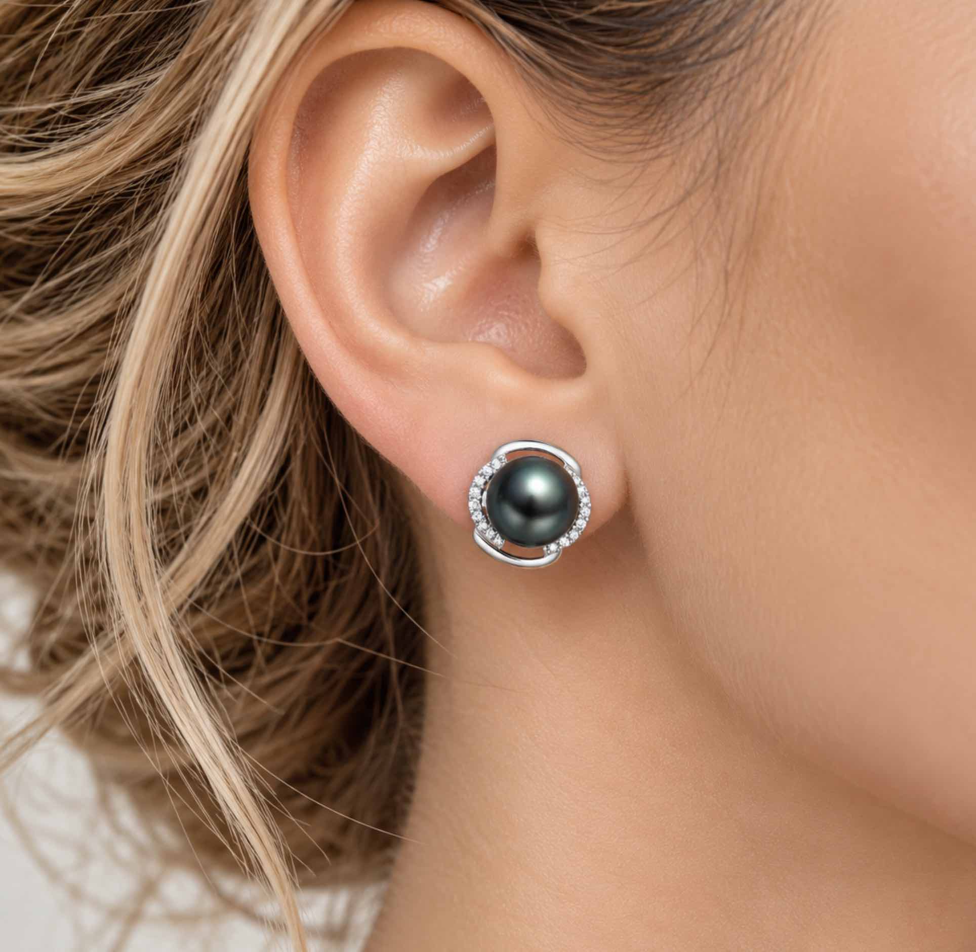 Malcolm Tahitian Pearl and Diamond Earrings