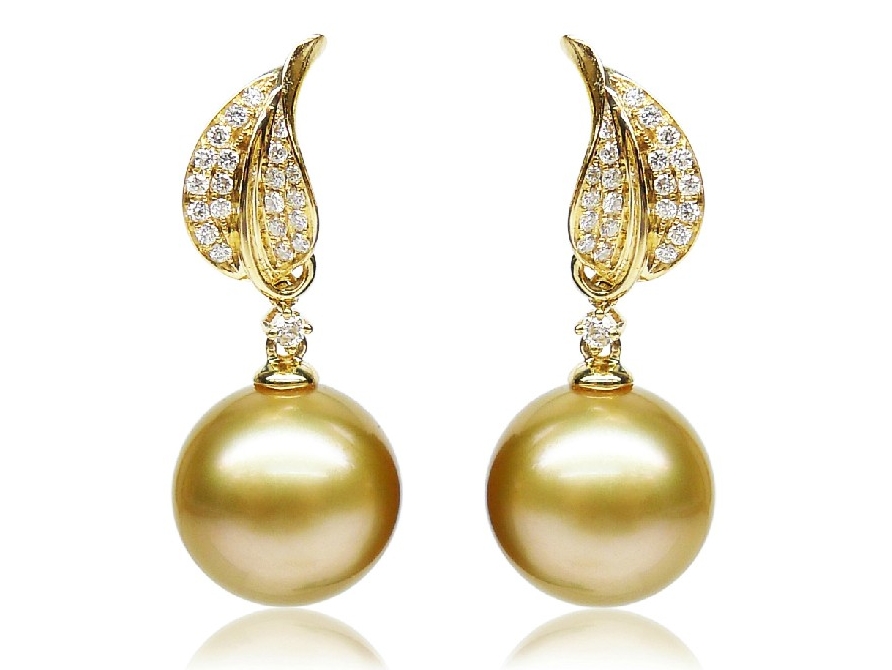 Kevina South Sea Pearl and Diamond Earrings