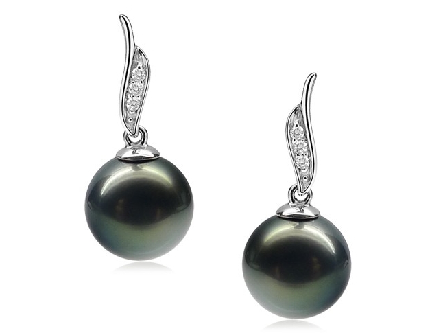 Katell Tahitian Pearl and Diamond Earrings