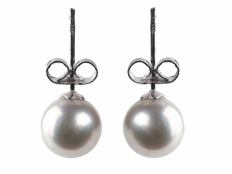 White Akoya Stud Pearl Earrings 6.0-6.5 mm AA+