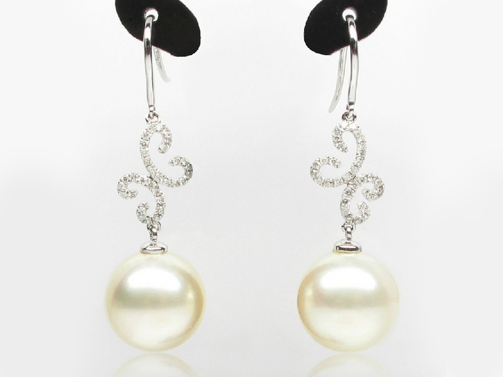Nadia South Sea Pearl and Diamond Earrings .45Ct