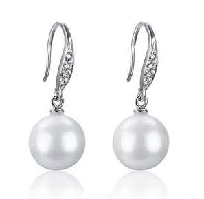 White Pearl Dangle Earrings AAA