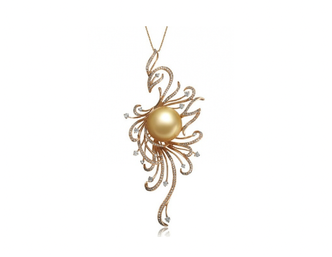 Phoenix South Sea Pearl and Diamond Pendant