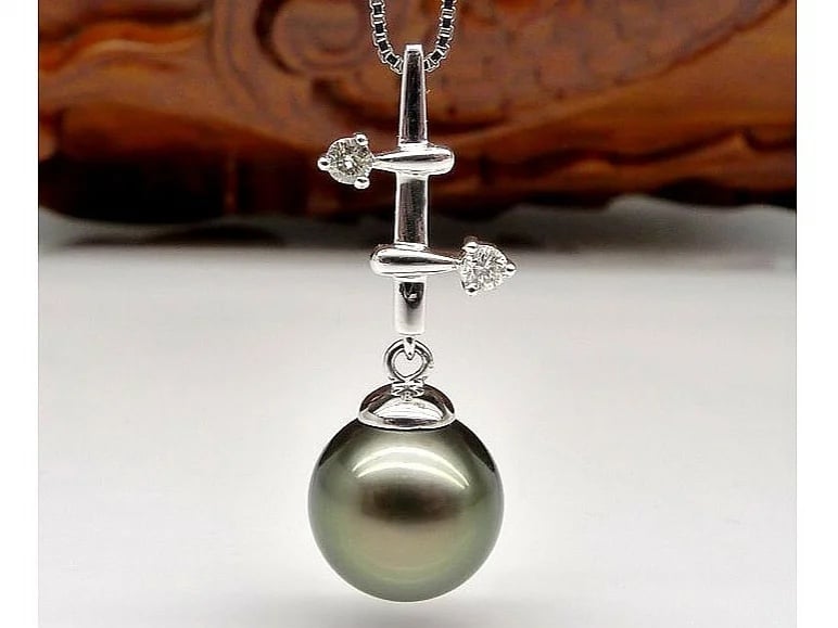 Cecily Tahitian Pearl and Diamond Pendant