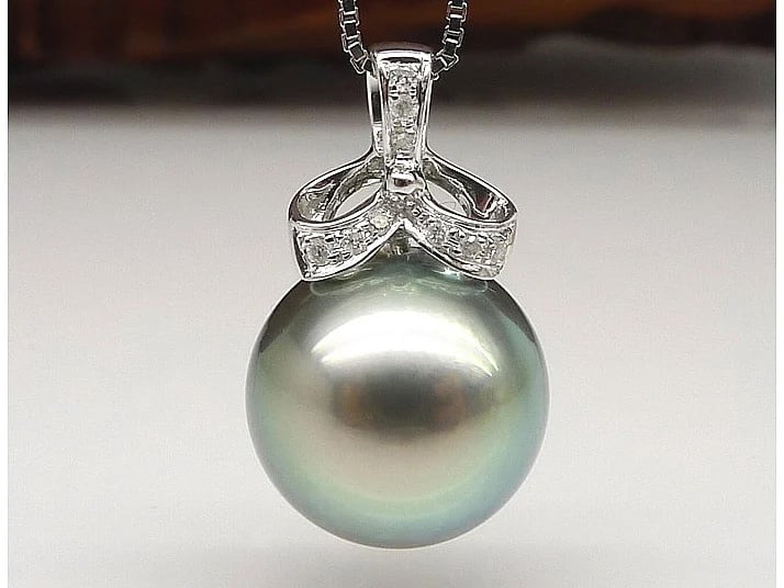 Caroline Tahitian Pearl and Diamond Pendant