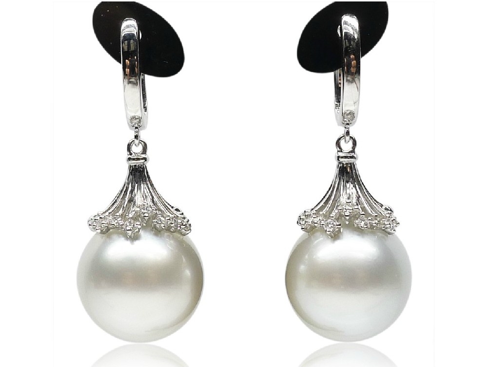 Dora South Sea Pearl and Diamond Earrings