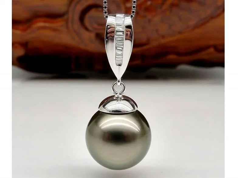 Alvina Tahitian Pearl and Diamond Pendant