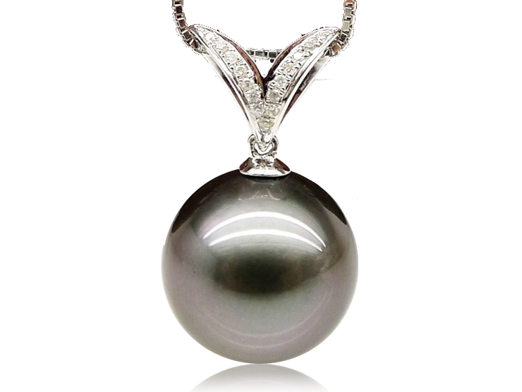 V-Kelly Tahitian Pearl and Diamond Pendant