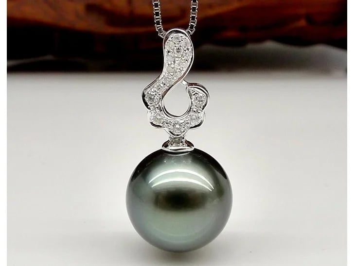 Clarissa Tahitian Pearl and Diamond Pendant