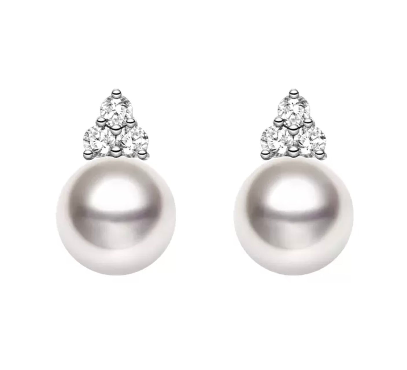 9-10 mm White South Sea Pearl & Diamond Stud