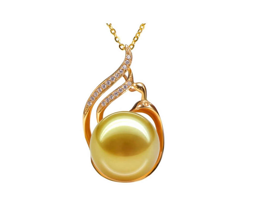 Swan South Sea Pearl and Diamond Pendant