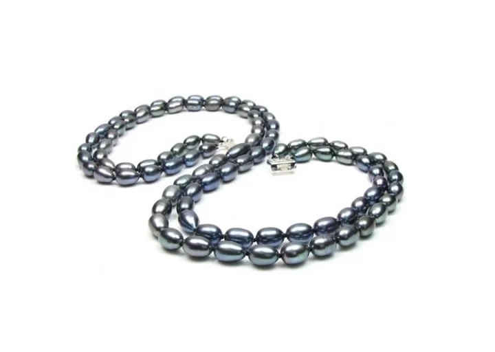 Double Strand Black Freshwater Drop Pearl Necklace