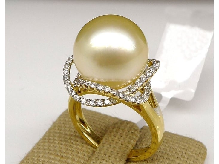 Carey South Sea Pearl and Diamond Ring .45Ct