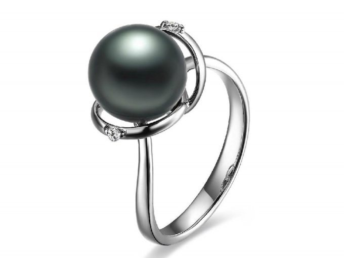 14K Gold Florian Tahitian Pearl and Diamond Ring