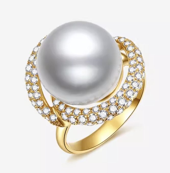 South Sea Pearl and Diamond Thea Ring