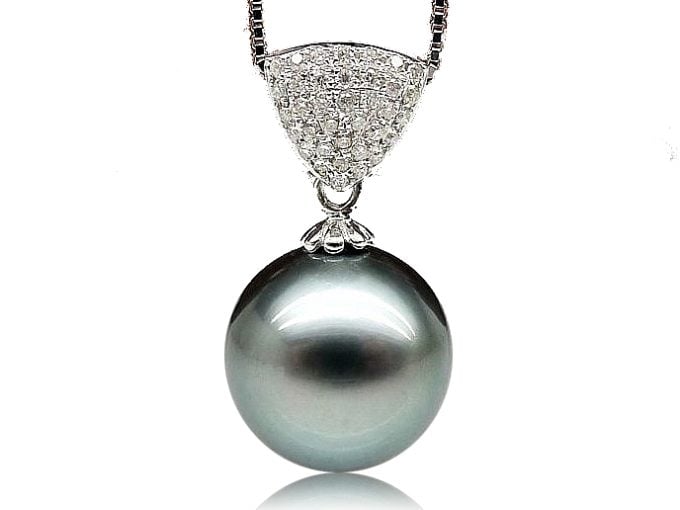 Dinah Tahitian Pearl and Diamond Pendant