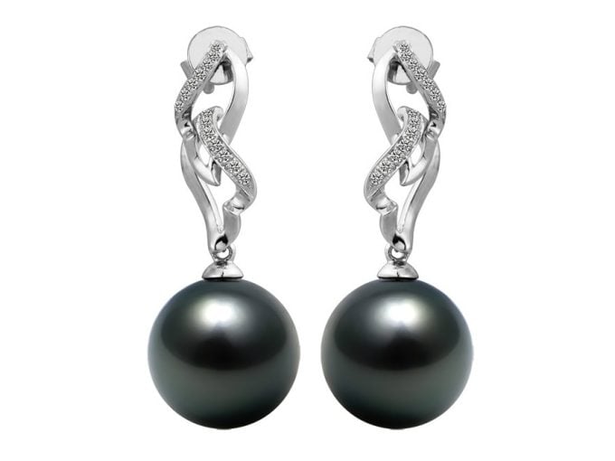 Danitza Tahitian Pearl and Diamond Earrings