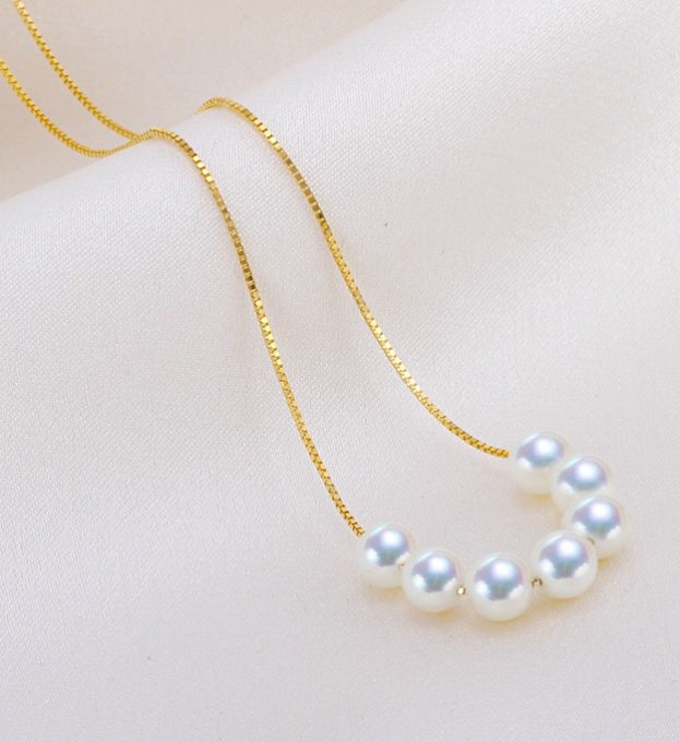 White Akoya Pearl Amoura Tin Cup Necklace