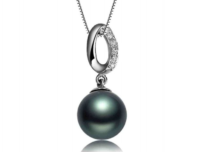 Karolann Tahitian Black Pearl Diamond Pendant