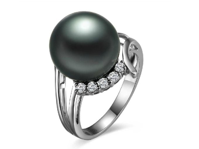 Laurie Tahitian Pearl and Diamond Ring