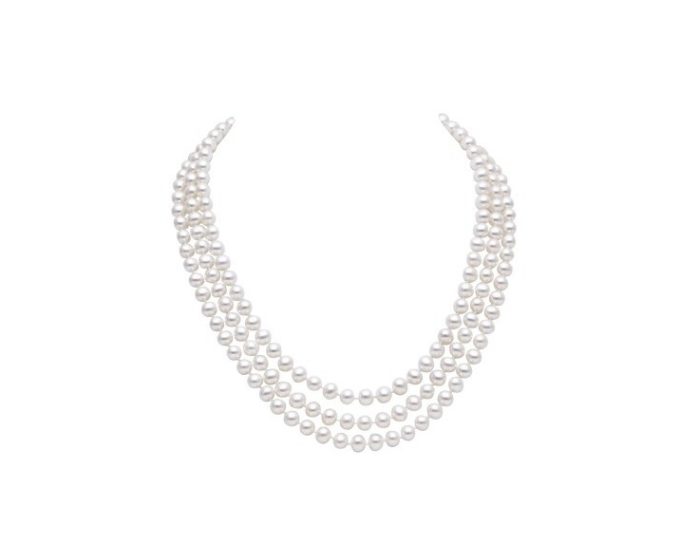 Triple Strand 6-7 mm White Pearl Necklace