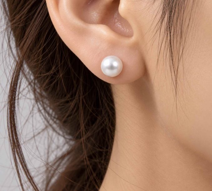 White Akoya Stud Pearl Earrings 7.5-8 mm AAA