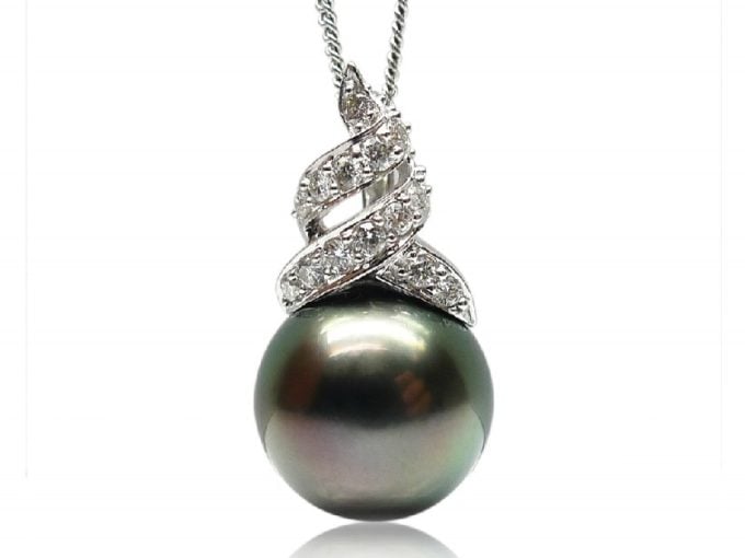 Katherine Tahitian Pearl and Diamond Pendant
