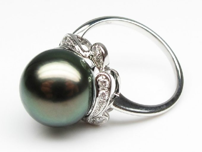 Clara Tahitian Pearl and Diamond Ring