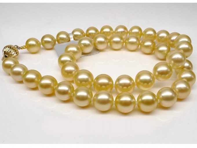 9-12 mm Golden South Sea Pearl Necklace AAA