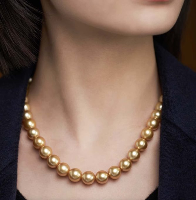 8-11 mm Golden South Sea Pearl Necklace