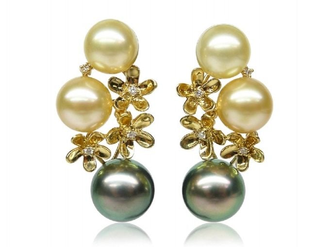 South Sea and Tahitian Pearl Diamond Earrings