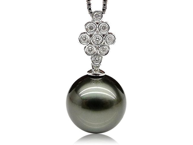 Amber Tahitian Pearl and Diamond Pendant