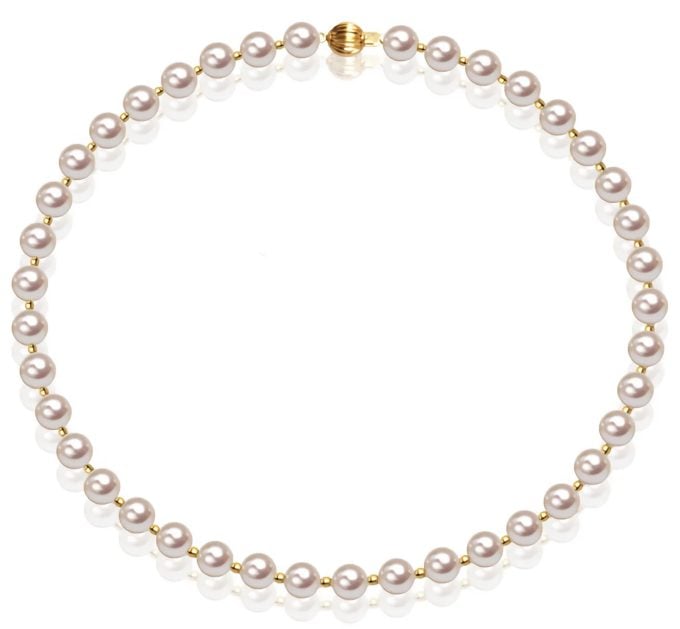 White Akoya Pearl Necklace, 7.0-7.5mm AAA 18K Gold Bead