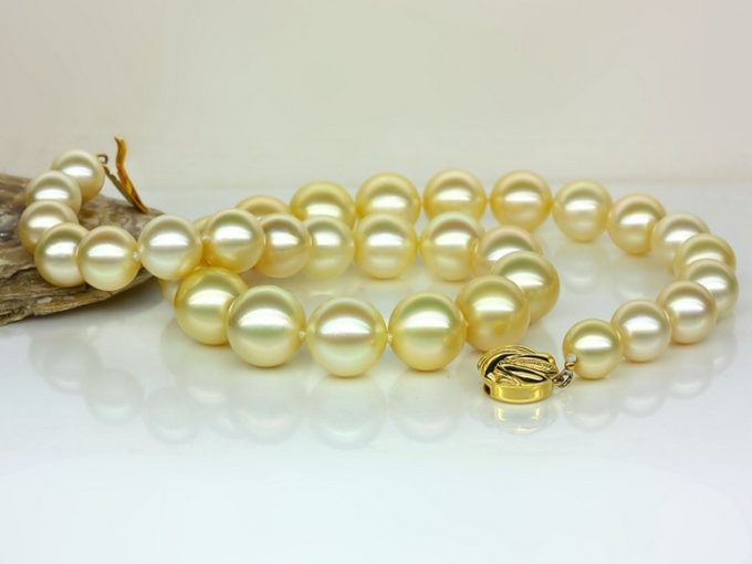 11-14 mm Golden South Sea Pearl Necklace AAA