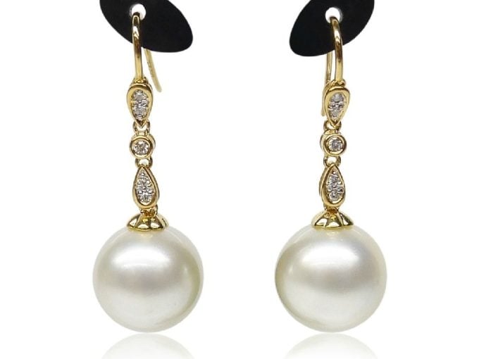 Marinette South Sea Pearl and Diamond Earrings