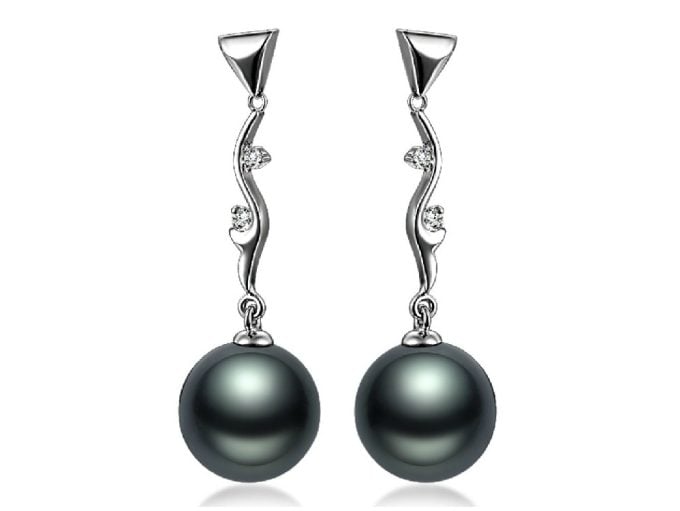 Laurentine Tahitian Pearl and Diamond Earrings