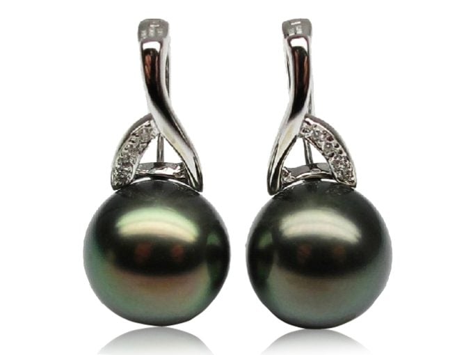 Ellie Tahitian Pearl and Diamond Earrings