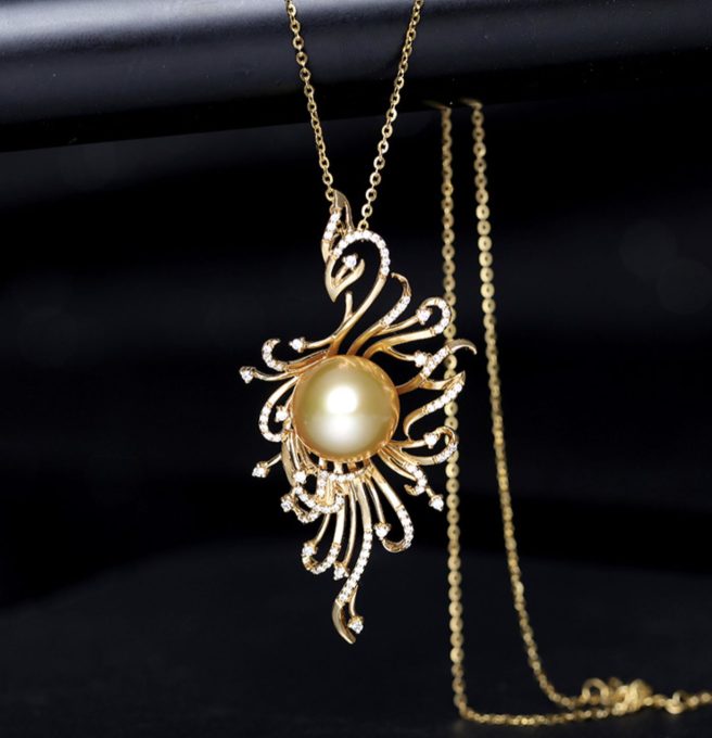 Phoenix South Sea Pearl and Diamond Pendant