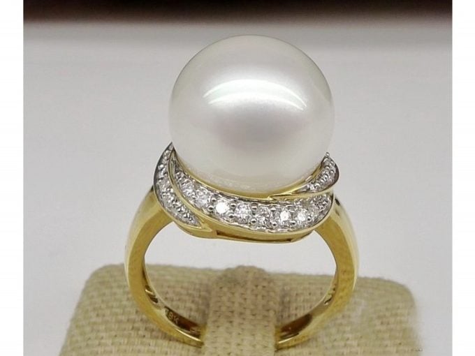 Jacqueline South Sea Pearl and Diamond Ring