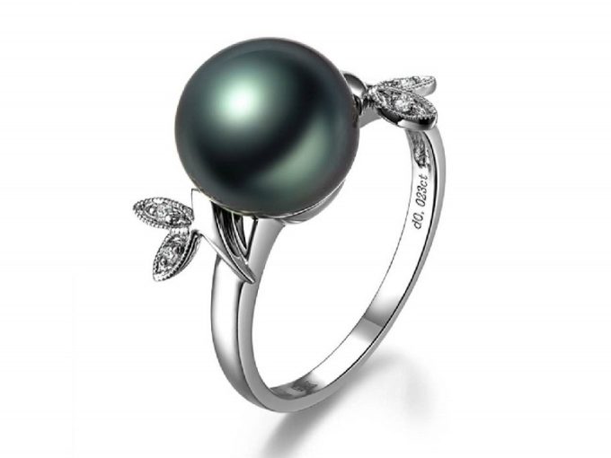 Prisca Tahitian Pearl and Diamond Ring