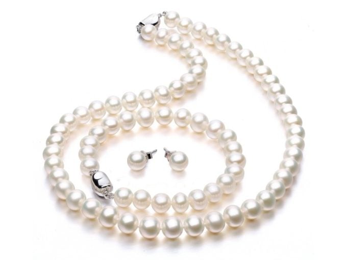 Full Set of 8-8.5 mm White Akoya Pearls AA+/AAA