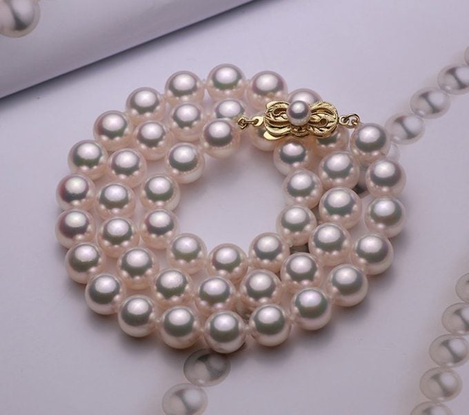 9-9.5 mm White Akoya Pearl Necklace AA+/AAA