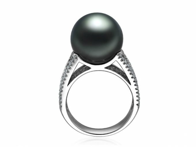 Evelyne Tahitian Pearl and Diamond Ring