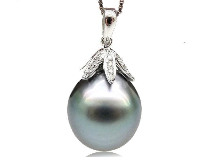 Lisa Tahitian Pearl and Diamond Pendant