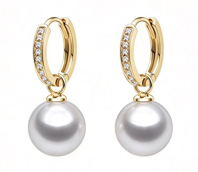 14K/18K Gold South Sea Pearl and Diamond Lennon Earrings