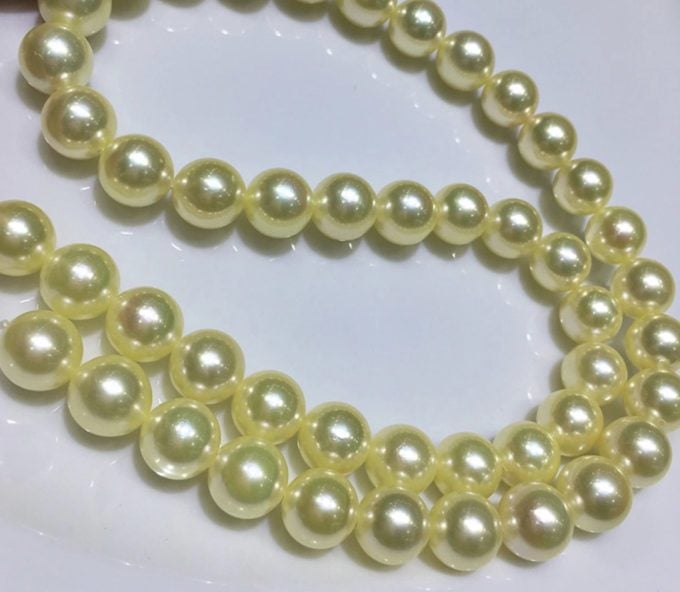 Full Set of 7-7.5 mm Golden Akoya Pearls AA+/AAA