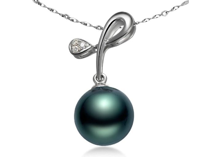 Herman Tahitian Pearl and Diamond Pendant