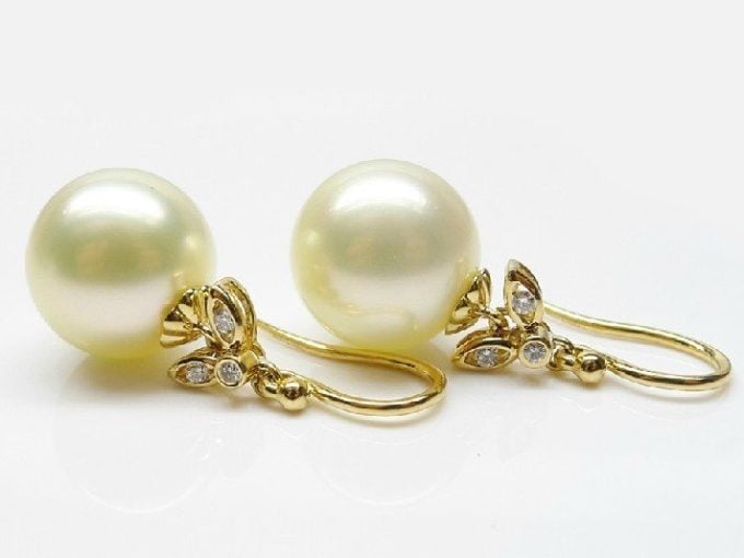 Sibyl South Sea Pearl and Diamond Earrings