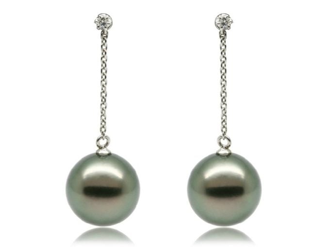 Sergine Tahitian Pearl and Diamond Earrings