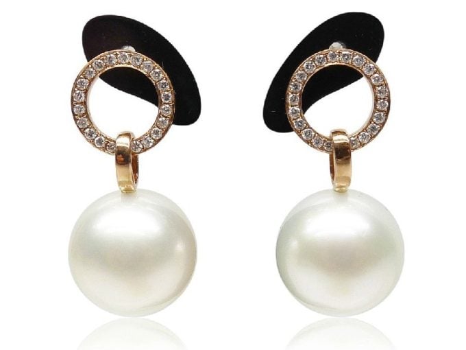 9-16 mm South Sea Pearl and Diamond Earrings
